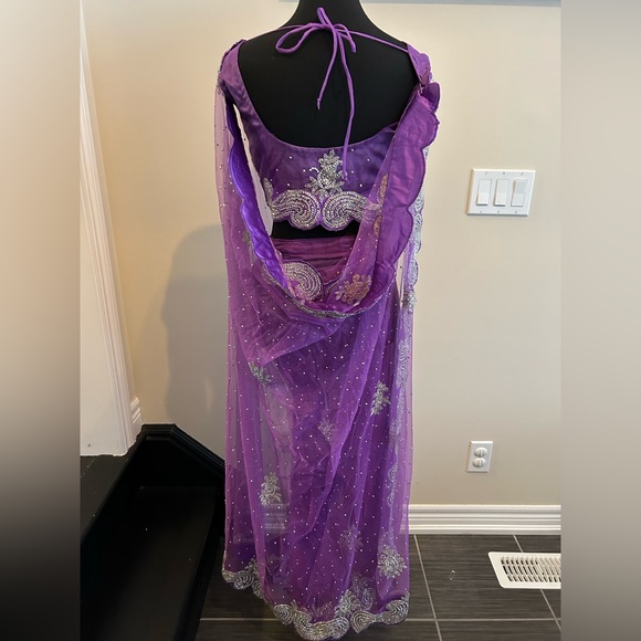 Purple Embellished Saree with Matching Blouse - Picture 7 of 11